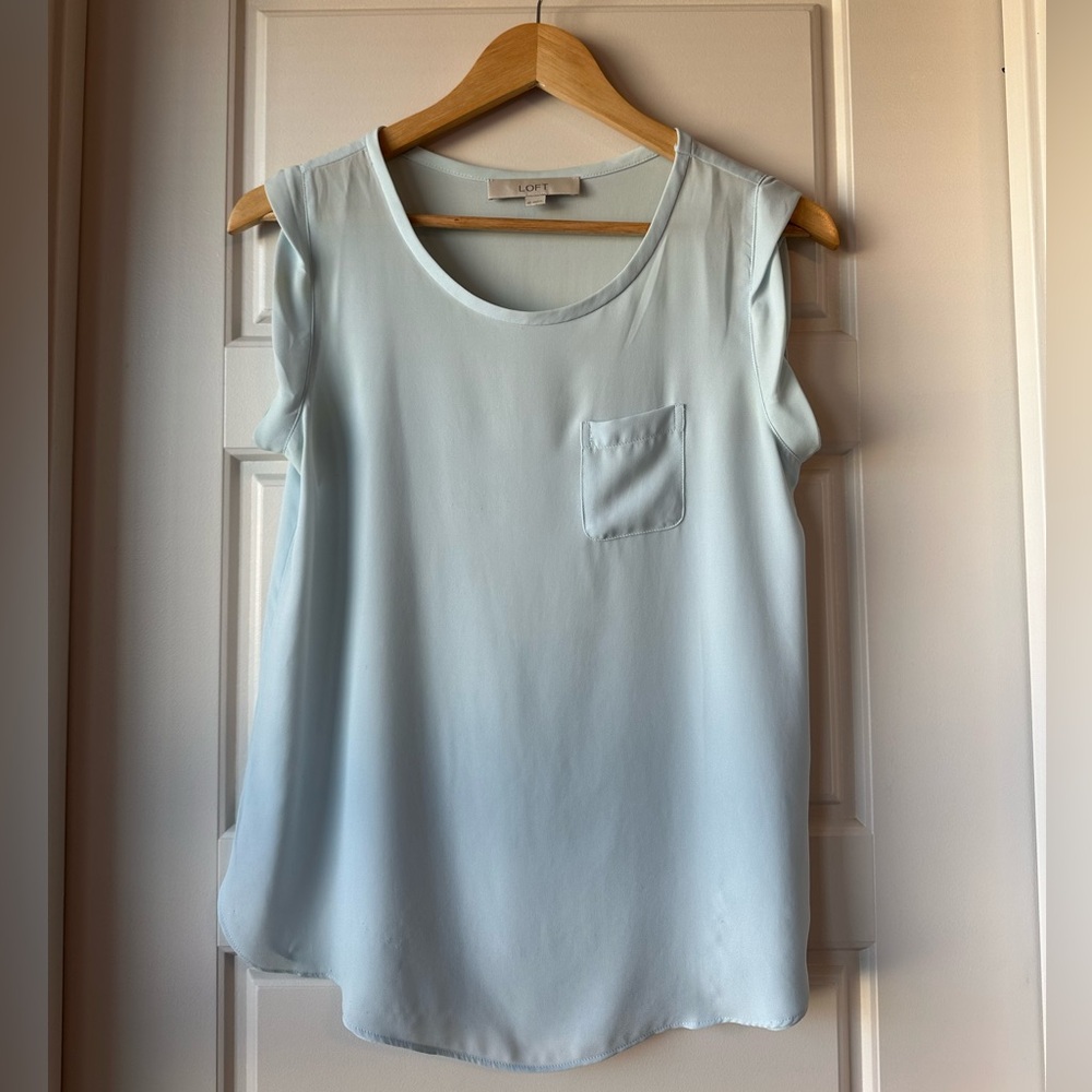 LOFT Soft Blue Sleeveless Blouse